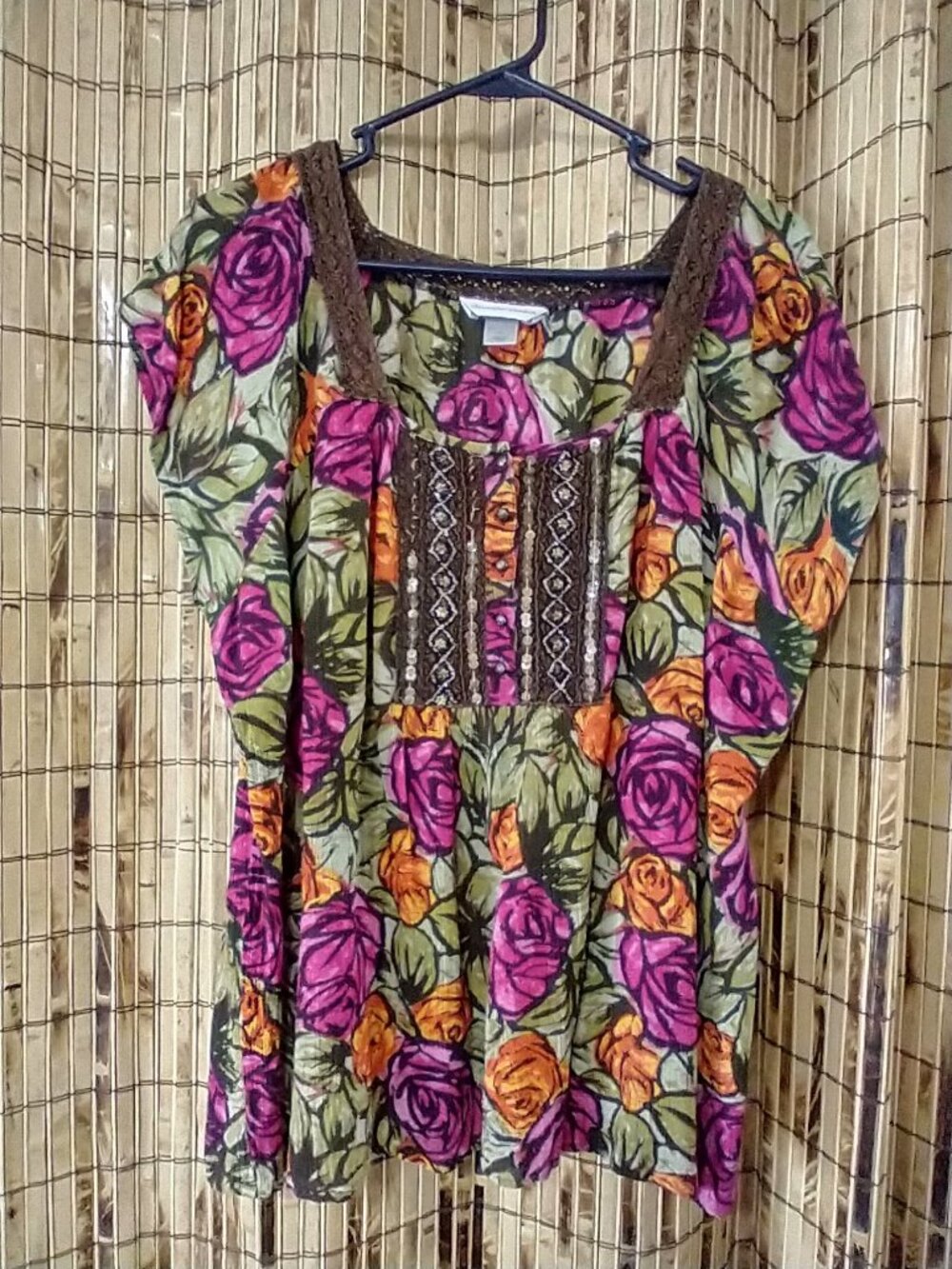 Floral Short-Sleeve/Cap-Sleeve Blouse by Christopher & Banks (Size XL)